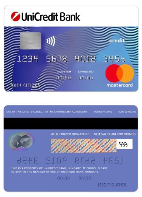 Hungary UniCredit Bank blue credit mastercard